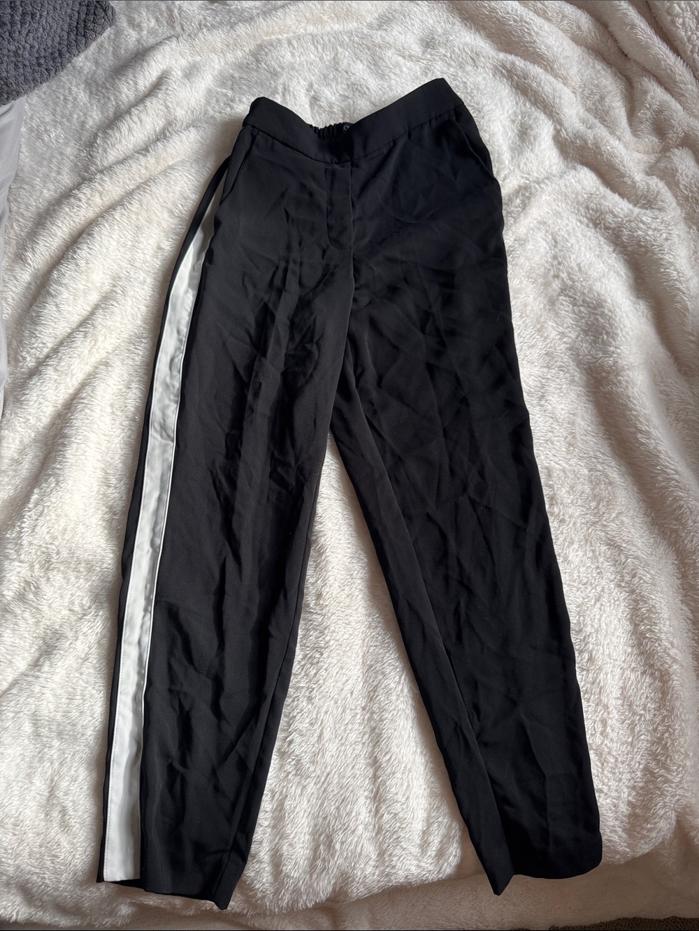 J. Crew Black Cropped Pants with White Side Stripe